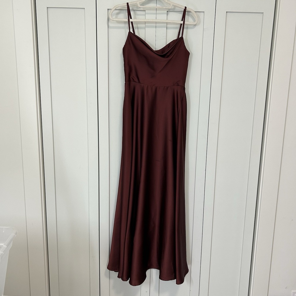 AZAZIE Bridesmaid Dress Womens A6 Elle Maxi Cabernet Red Formal Wedding